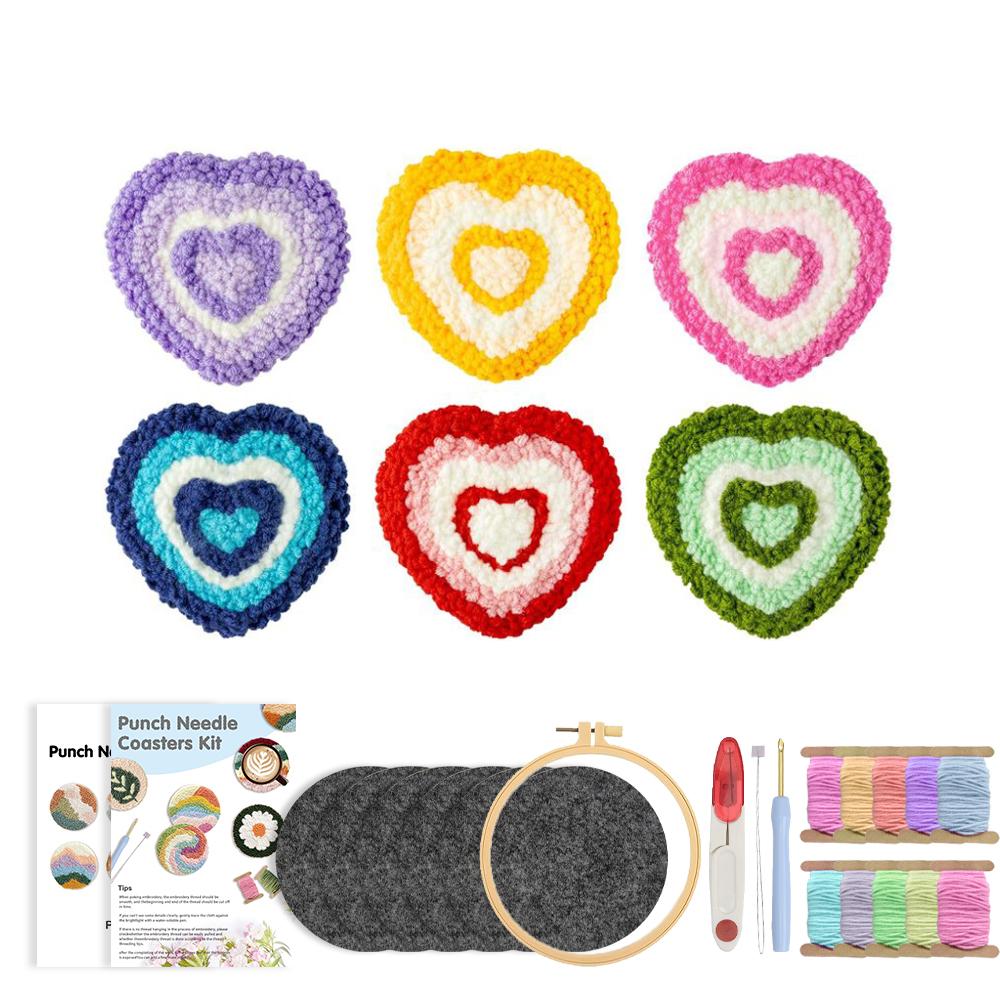 

GATYZTORY 6pcs/Set Flower DIY Punch Needle with Coasters Kit Dog Punch Needle Kit Complete Embroidery Starter Set for Beginners светло-серый