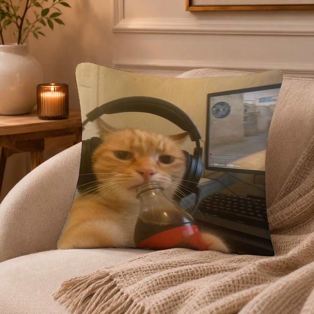 cat Cushion Cover Anti-dustmite Pillowcase Invisible zipper silky short plush Sofa cushion cover