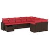 VidaXL Salon de Jardin avec Coussins 10 pcs, Canapés de Patio, Ensemble de Meubles, Mobilier de Terrasse Exterieur, Marron 3219454