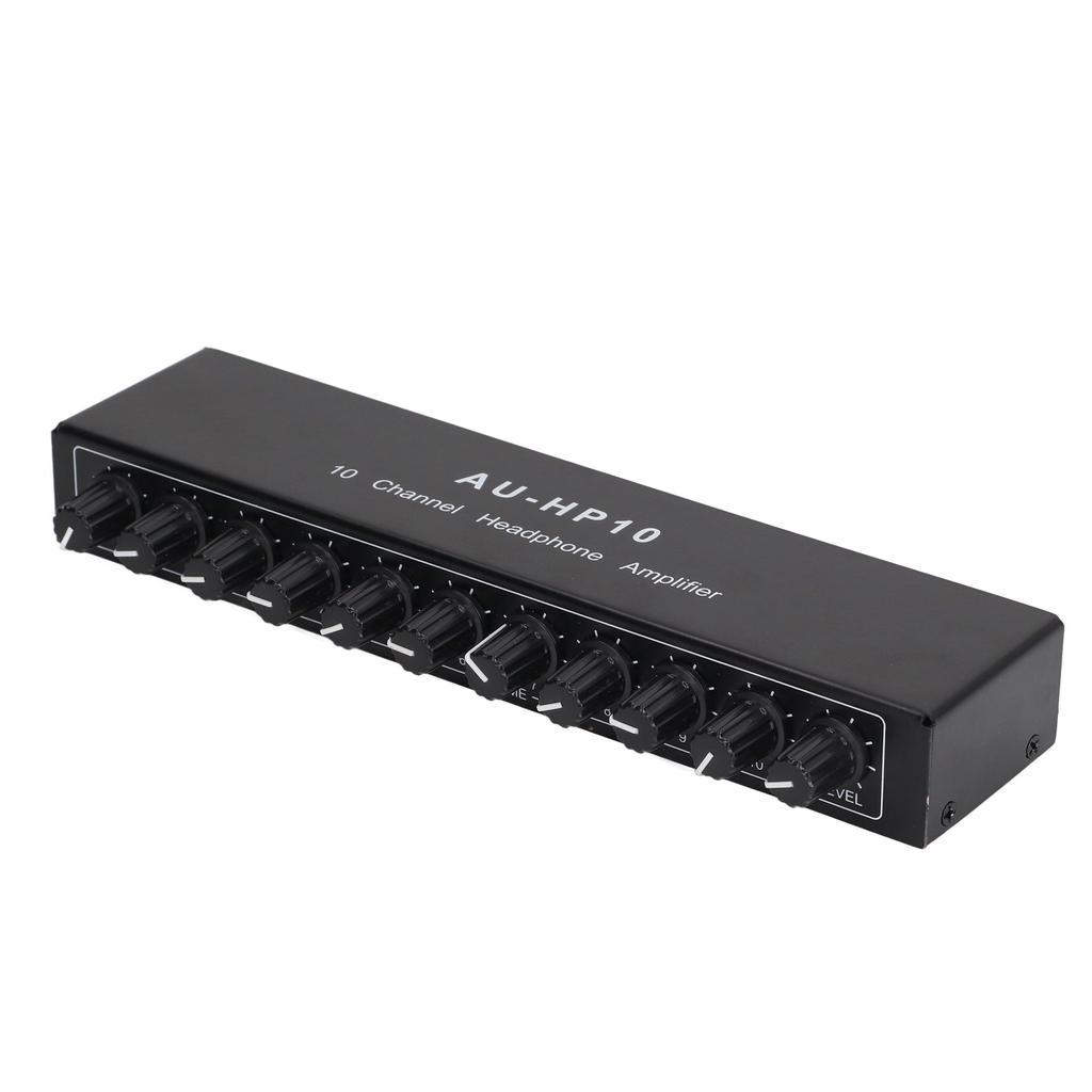 10 Channel Headphone Amplifier 1 Input 10 Output Stereo Audio Splitter Independent Control DC 12V