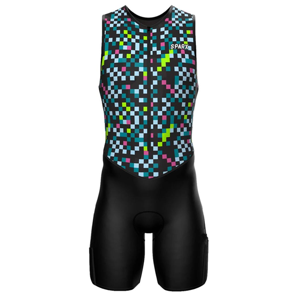 Sparx Summer Men's Triathlon Race Suit Sleeveless Cycling/Running Jumpsuit Pro Team Quick Dry Speedsuit Sport Tri Suit