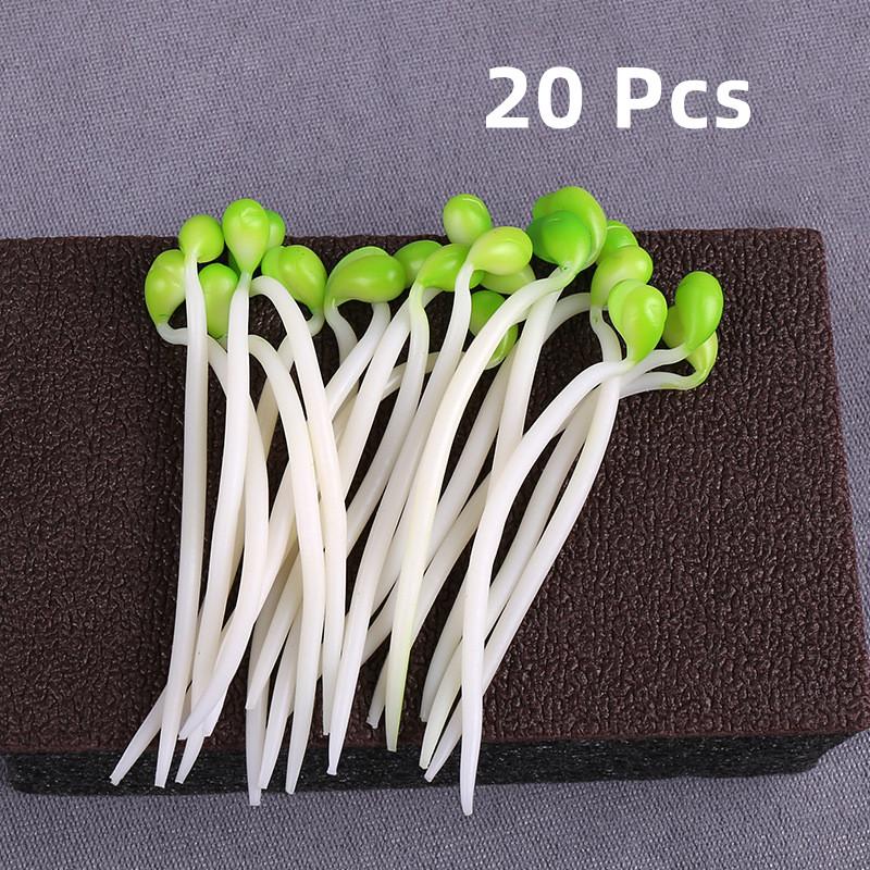 20pcs Elastic Stress Relief Toy Interest Bean Sprouts Stretch Simulation Yellow Bean Sprouts Decompression Props Kitchen Decor