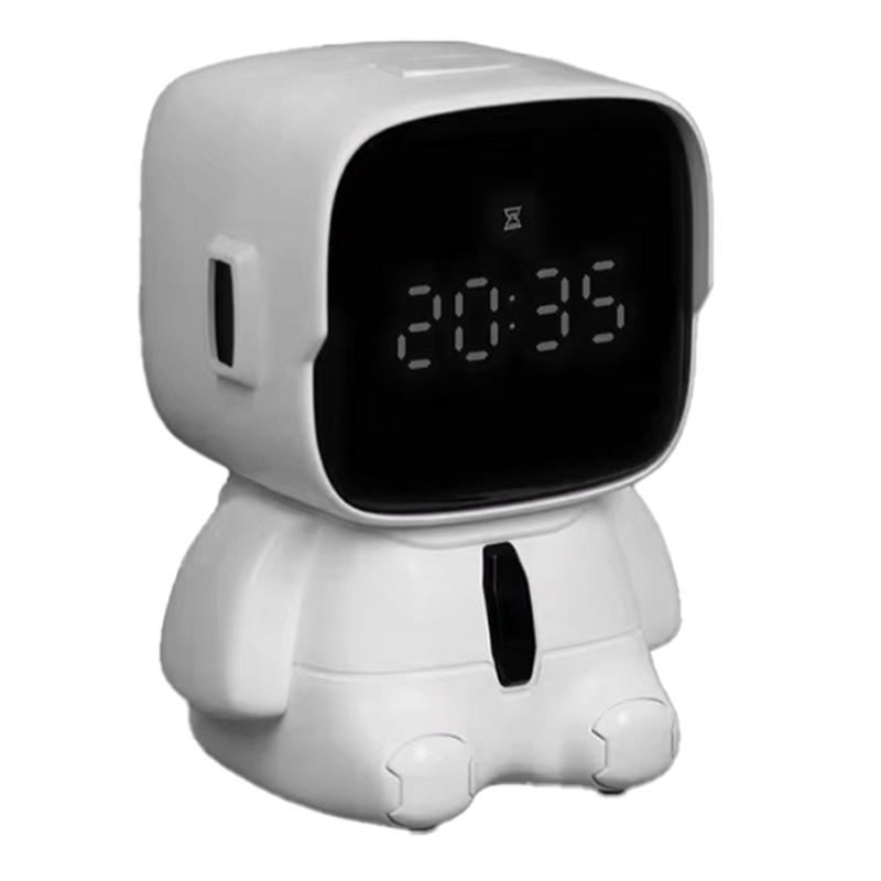 ABUL-Cartoon Big Head Robot Digital Alarm Clock LED Adorable Display Alarm Clock Alarm Clock For Kids Desk Bedside