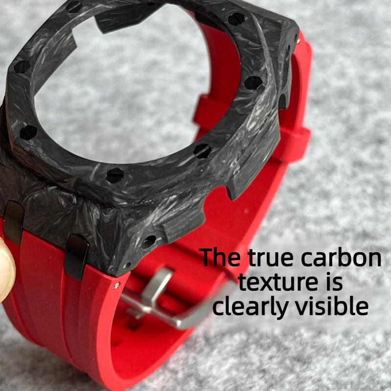 GA2100 GA2110 Modifie Lightweight Carbon Fiber Cace Watch Strap Case For Casio Gshock GA-2100 GA-2110 Fkm Rubber Watchband Bezel