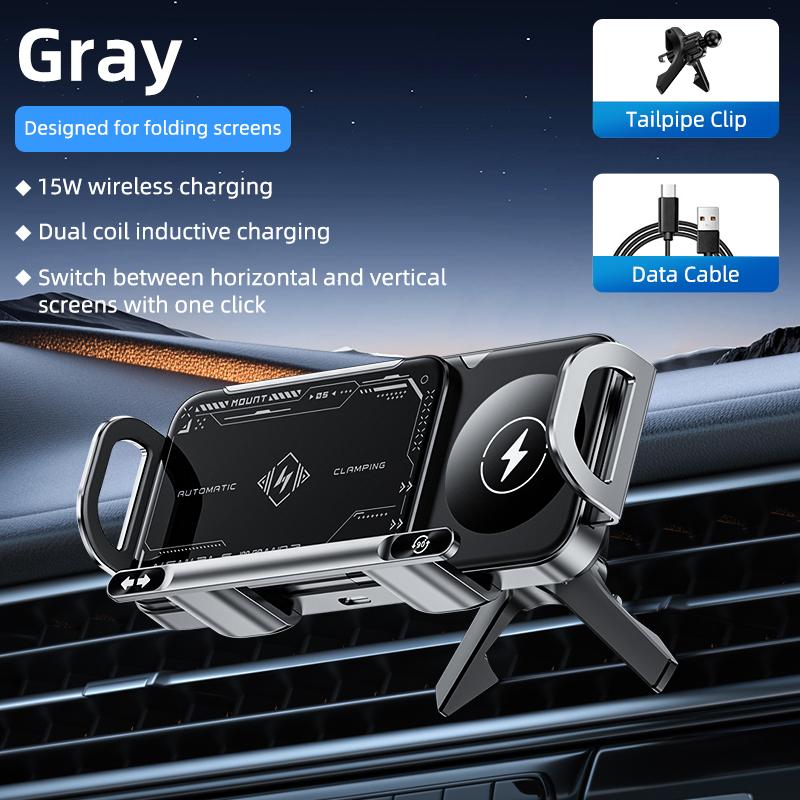 Car Wireless Charger Mount Holder for Samsung Galaxy Z Fold 7 6 5 4 3 2 Fast Charging Phone Holder for iPhone 17 16 15 14 13 12