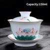 Jingdezhen-Porcelain Tea Set, Ceramic Teacups and Saucers, Handpainted Lotus, Travel, Easy Gaiwan, Porcelain Cup, Tableware