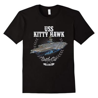 Αεροπλανοφόρο Κλάσης Kitty Hawk Κύριο Πλοίο USS Kitty Hawk CV-63 Μπλουζάκι Καλοκαιρινό Βαμβακερό Κοντομάνικο Λαιμόκοψη Ανδρικό T-Shirt Νέο S-3XL