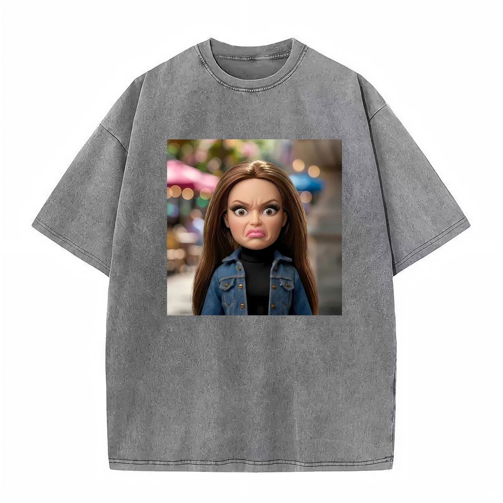 Meme Festa Bambole Grafica Meme Magliette Unisex Donna Manica Corta Gotico High Street T-shirt Cotone Lavato Vintage Larga T-shirt