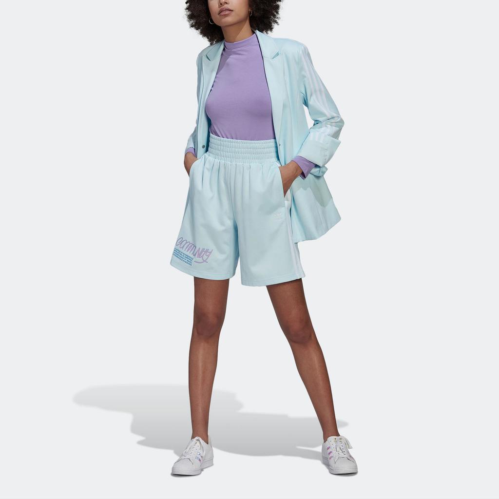 Adidas Originals Letter Print Sports Shorts Women shorts Sky-Blue HT3760