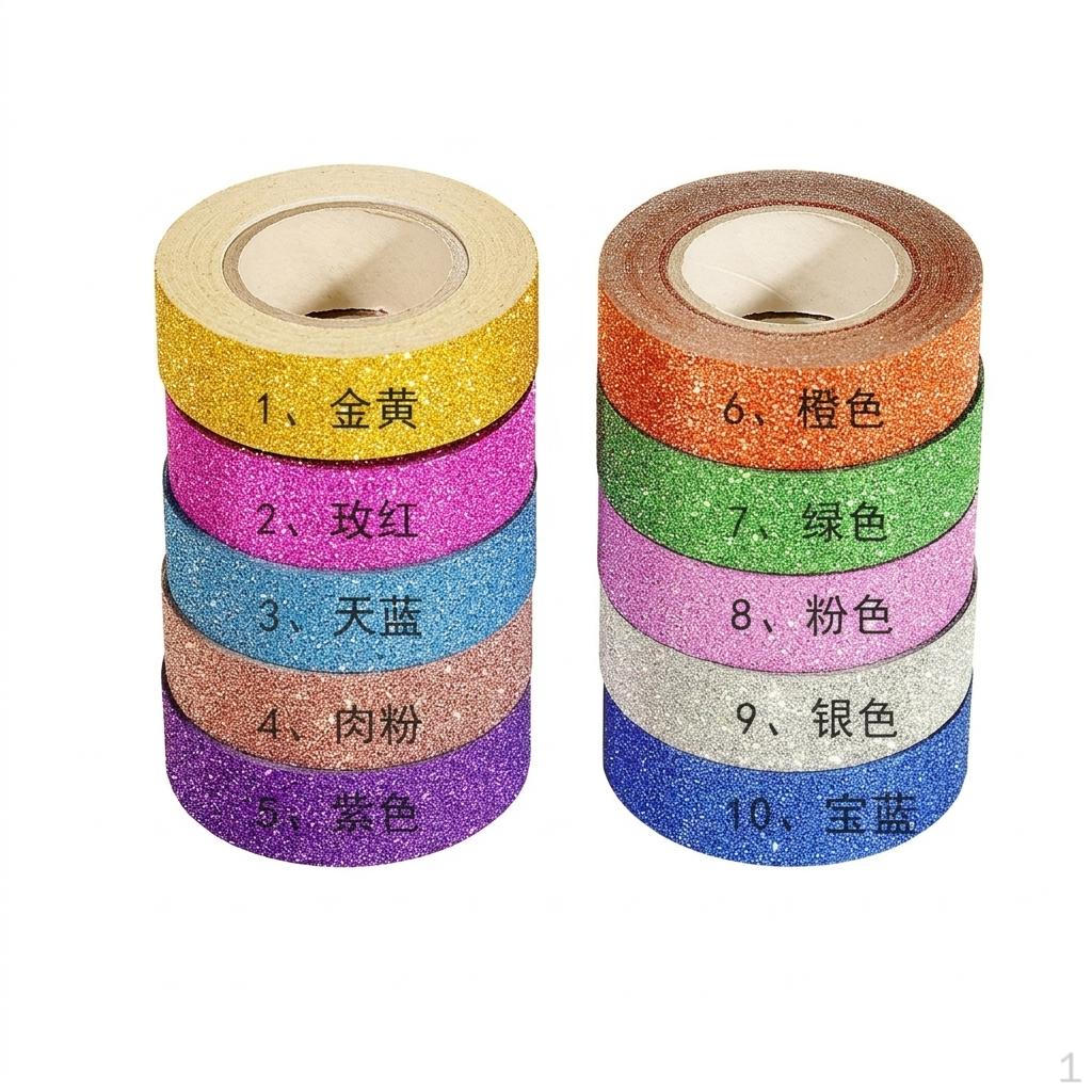 AGU Glitter Washi Tape Set, Sparkle Rolls for Scrapbooking Decoration, DIY Enthusiasts Craft