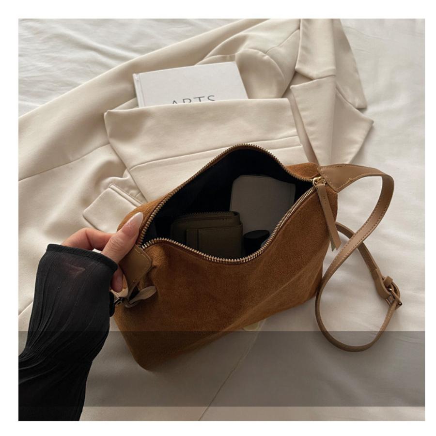 Faux Suede Lazy Tote Bag for Women Trendy Soft Shoulder Crossbody Purse