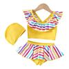 2026 Gestreifter Zweiteiliger Badeanzug für Mädchen - Kleinkind & Baby Bikini im Rock-Stil