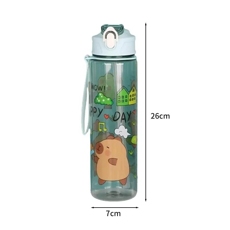 800ML Kids Water Sippy Cup PortableChildren's Plastic Water Cup Creative Cartoon Cup with Straws Leakproof Water Bottle Outdoor