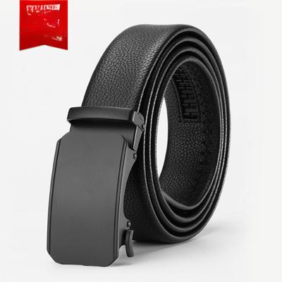 Top Layer Cowhide Men's Belt Cowhide High End Business Automatic Buckle Genuine Leather Pants Belt Middle Aged and Young Trousers Belt Men