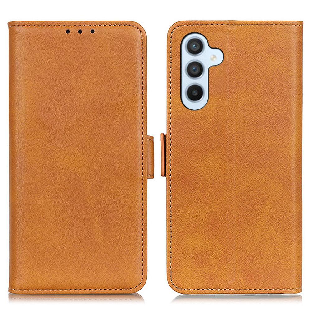 For Samsung Galaxy M35 5G Case Stand Cowhide Texture PU Leather Phone Cover