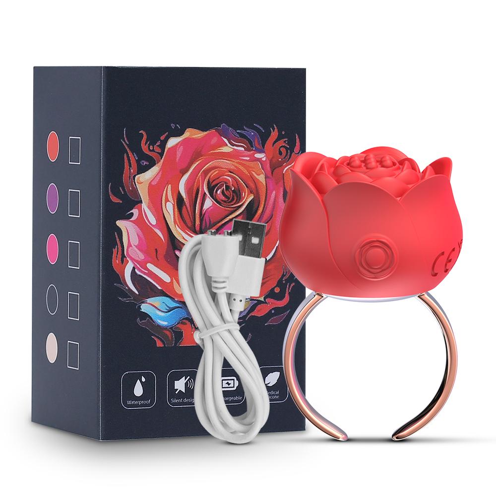 FairyKiss Rose Finger Ring Vibrator for Women Mini Clitoris Nipple Stimulator 10 Vibration Modes Adult Tease Sex Toys Massager