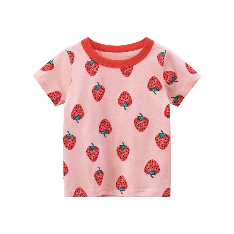 27home Korean Style Strawberry Baby round Neck Short Sleeve T-shirt