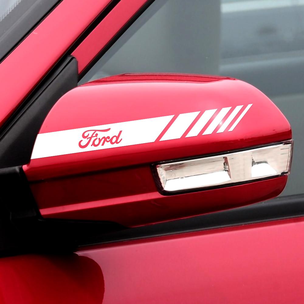 2PCS Vinyl Car Rearview Mirror Sticker Auto Side Body Stripe Decal Decoration For Ford Ranger Focus Kuga Mustang S-MAX Transit