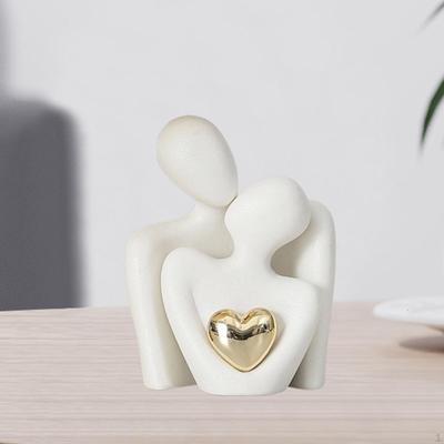 Couple Statue Abstract Sculpture Art Ceramic Sculpture, Hugging Figurine, for