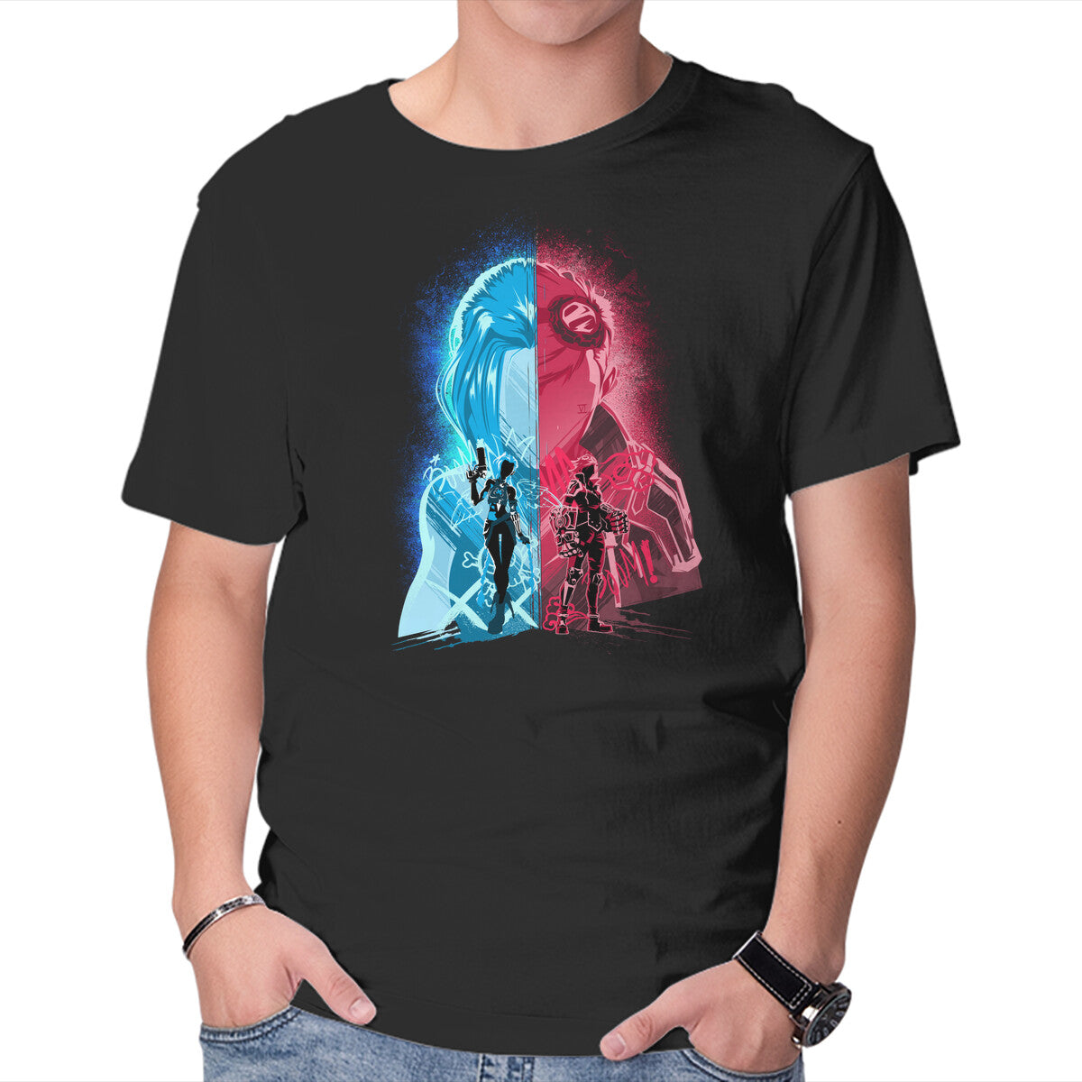 Unisex Crew Neck T-Shirt Heartsteel Sisters Graphic Short Sleeve Casual Tee L