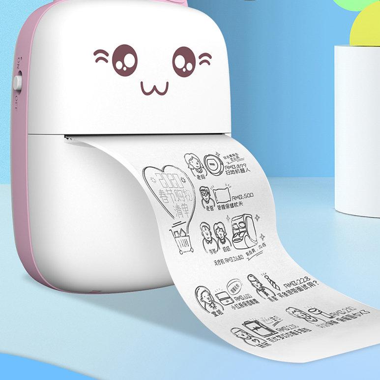 Mini Cat Thermal Label Printer Bluetooth Phone Printer Fun Print Pink