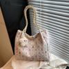 Casual Cartoon Print Tote Bag for Women Large Capacity Sweet College Style Shoulder Bag Girls Student Handbag