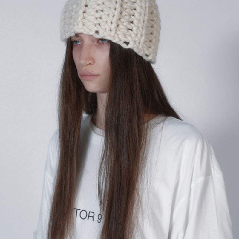 NOTHINGEVERYTHING HANDMADE CHUNKY BEANIE In IVORY