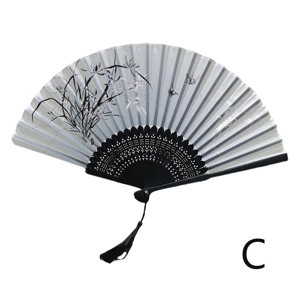 Chinese Style Folding Fan Classical Dance Fan Japanese Quality Home Tassel Male Crafts High Photo Decor Art Props Portable S9U2