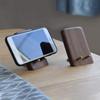Retro Walnut Wood Phone Stand Non-Slip Base Simple Design Desktop Phone Holder Metal Portable Phone Bracket Desktop Use