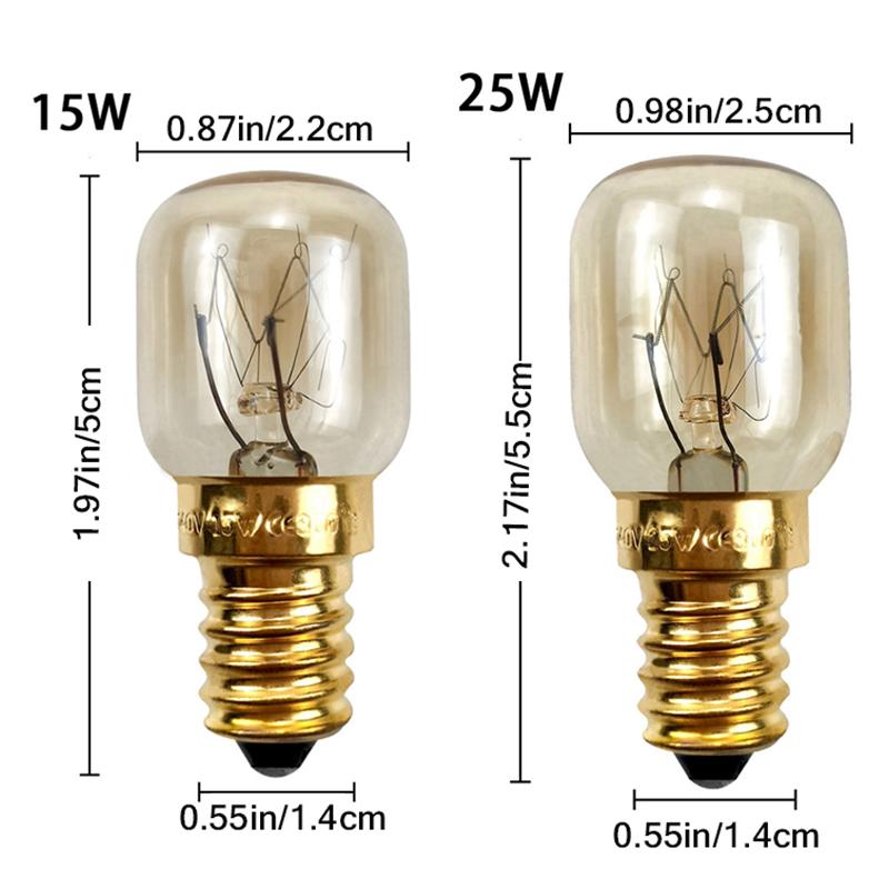 2Pcs 15/25W 220V E14 300 Degree High Temperature Resistant Microwave Oven Cooker Lamp Salt Light Bulb Lighting Bulb