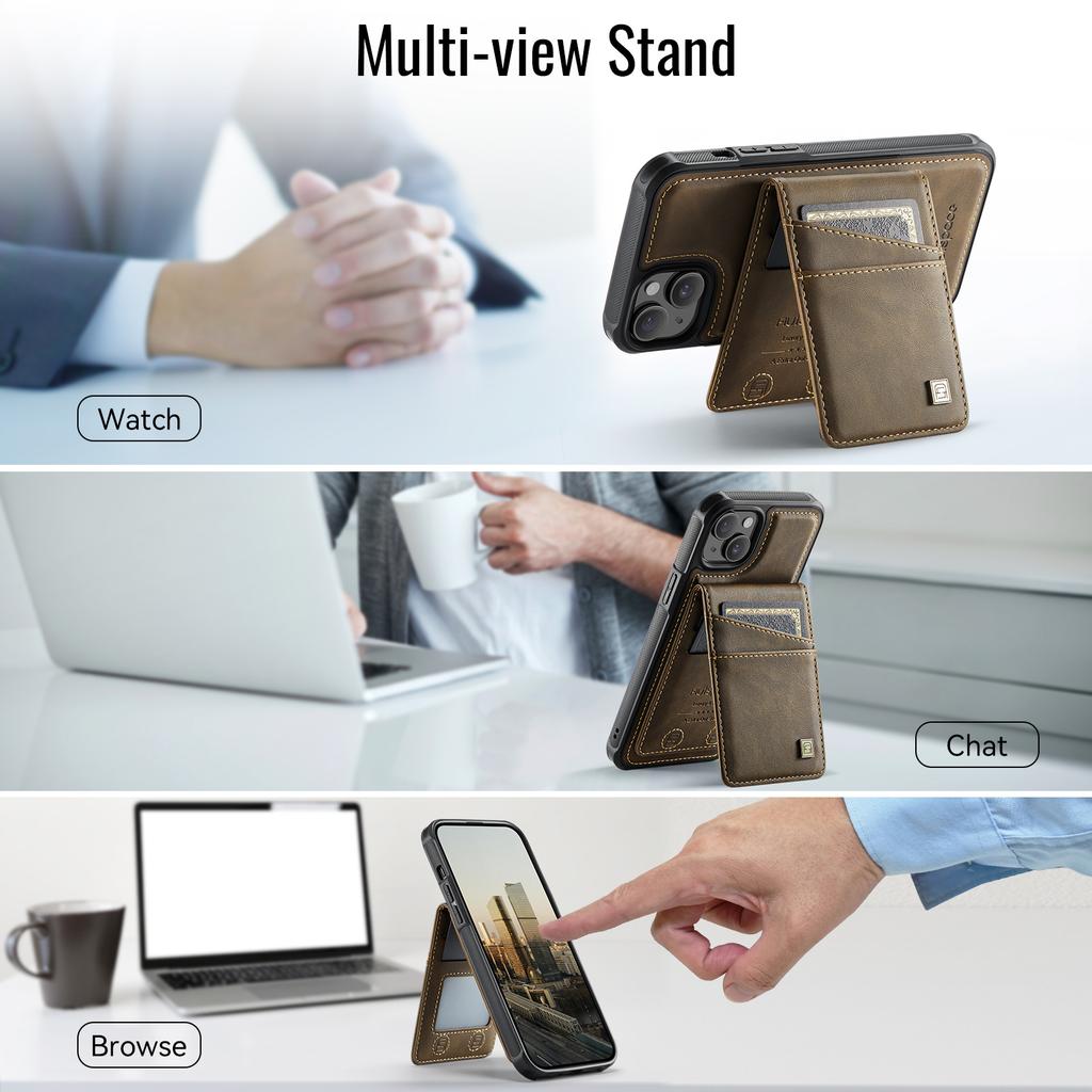 For iPhone 13 6.1 Inch Case AUTSPACE A12 Leather Phone Case with Detachable Card Bag