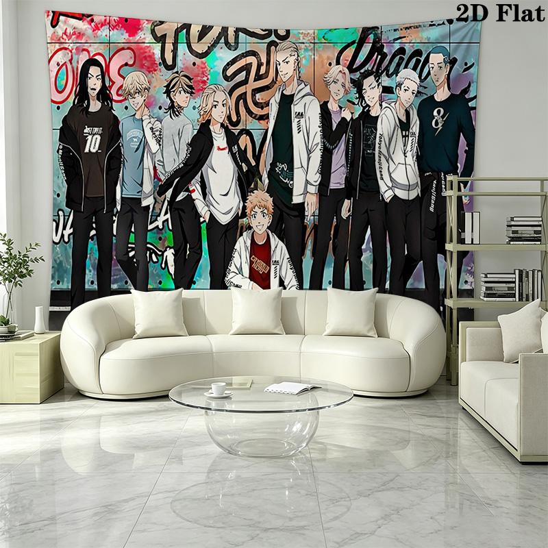 Tokyo Revengers Wall Tapestry Aesthetic Wall Hanging Printed Fabric Blanket Decorative Tapestries for Bedroom Living Room Home Decor