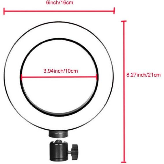 6 Inches LED Selfie Ring Light with Hot Shoe Adapter for Live Stream/Makeup/YouTube Video/Photography, 3 Light Modes