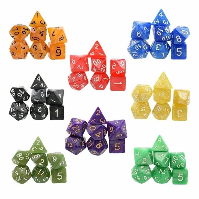 16/40pcs Polyhedral Game Dice, Multi‑Shape Number Dice & Black Velvet Storage Bag, Tabletop Gaming Supplies for Board Game XJM