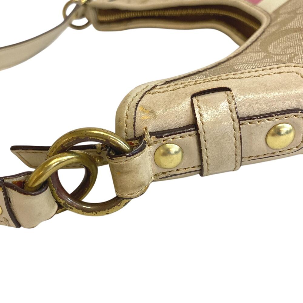 Coach F13193 Signature Canvas Shoulder Bag Beige Canvas Women Used