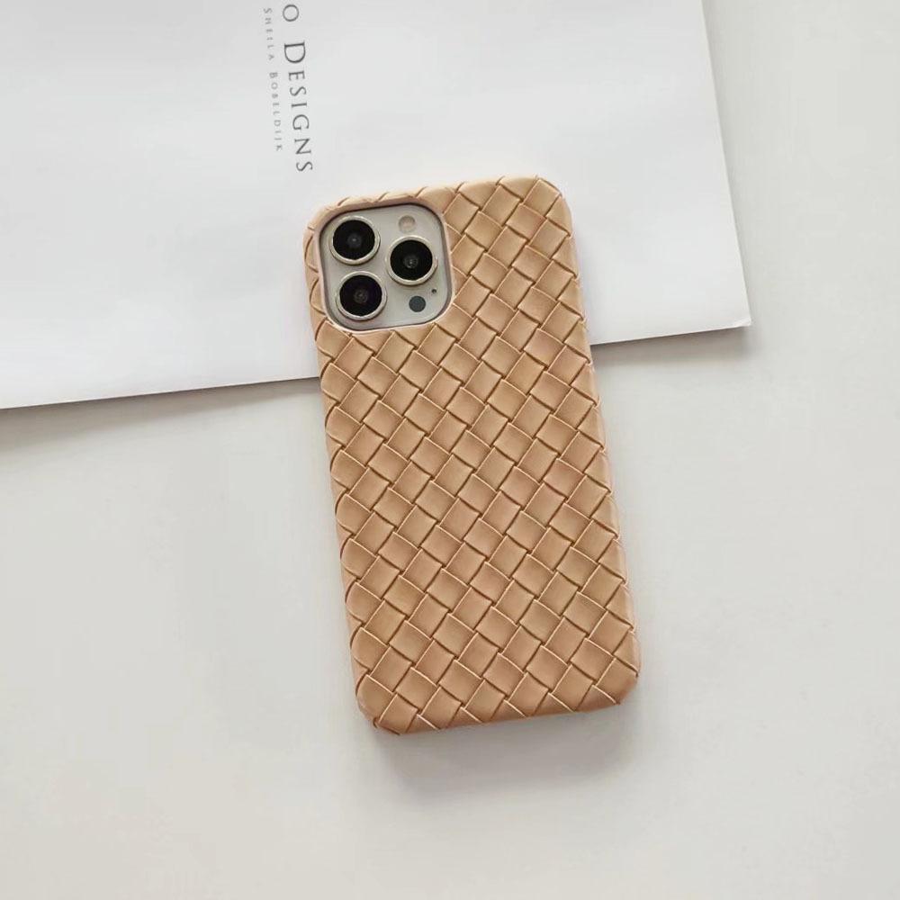 Applicable To iPhone17/15Pro Apple Mobile Phone Case Braided Pattern Solid Color Half Pack Anti-drop Heat Dissipation Hard PC Mobile Phone