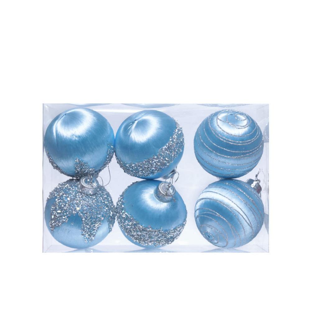 

6pcs Creative Christmas Tree Pendant 6/8cm Hanging Ornament Crafts Christmas Ball Office S синий