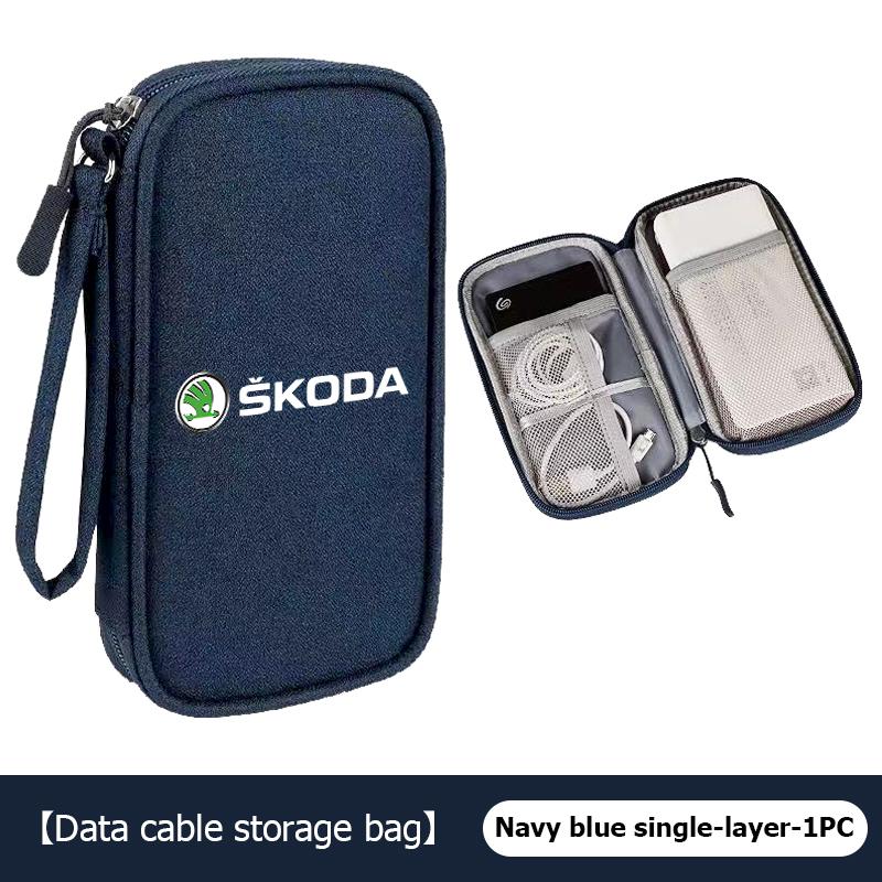 AAABR1 Travel Portable Digital Accessories Storage Bag Organizer For Skoda Kamiq Karoq Octavia 2 3 Rapid Scala Kami Fabia VII VRS