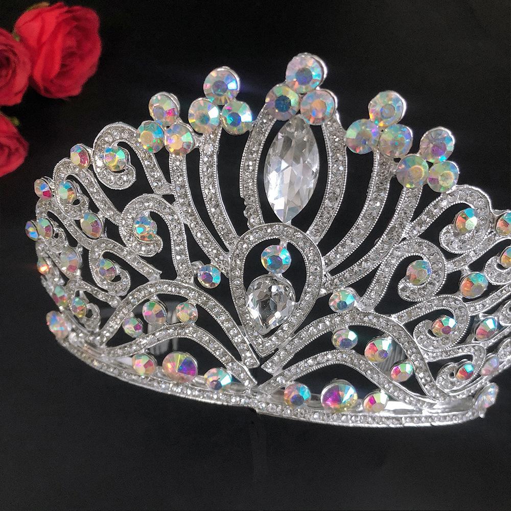 Bridal Crown New Shiny Big Crown Crystal Rhinestone Exquisite Luxury Bridal Jewelry