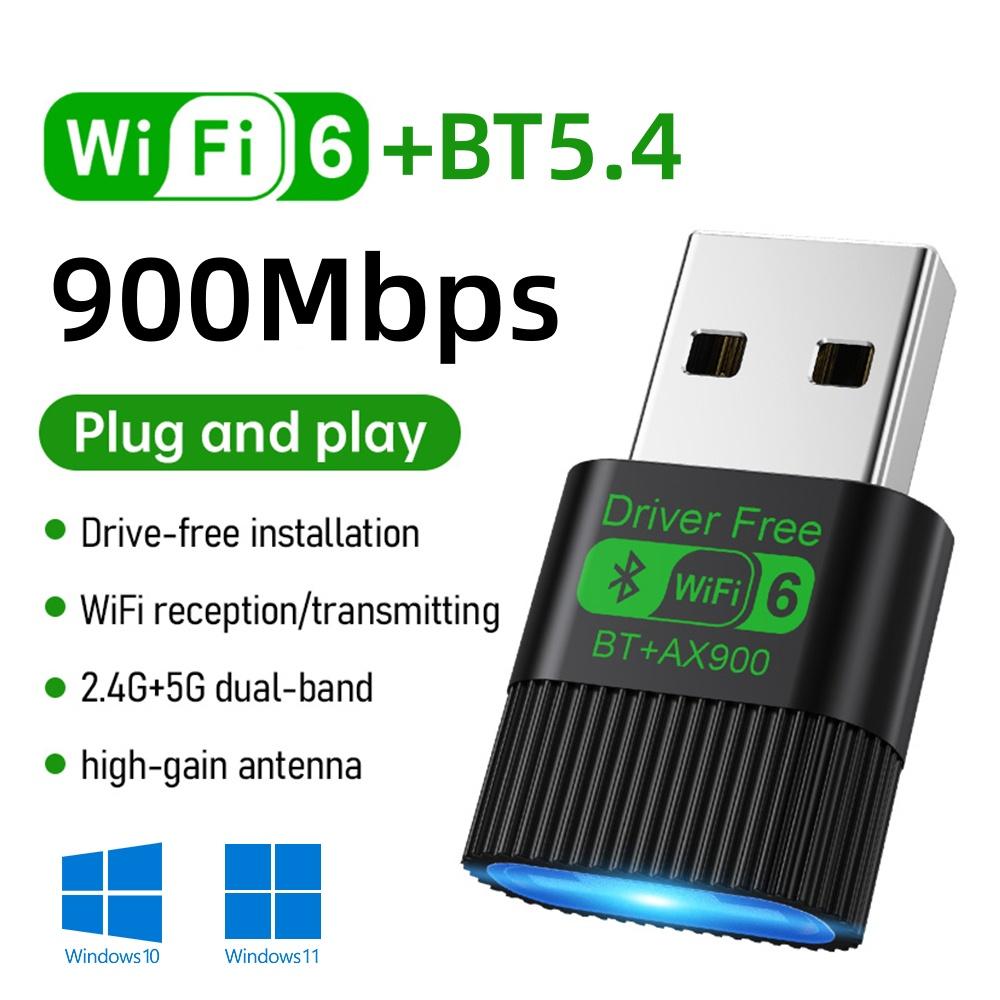 AX900 WIFI6 USB Adapter Dual Band 2.4/5G Bluetooth 5.4 Drive Free Wireless Network Card for Win7/10/11 Desktop and Laptops