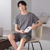 Pajamas men's pure cotton summer thin short-sleeved shorts men's 1011 new large-size men's summer loungewear set