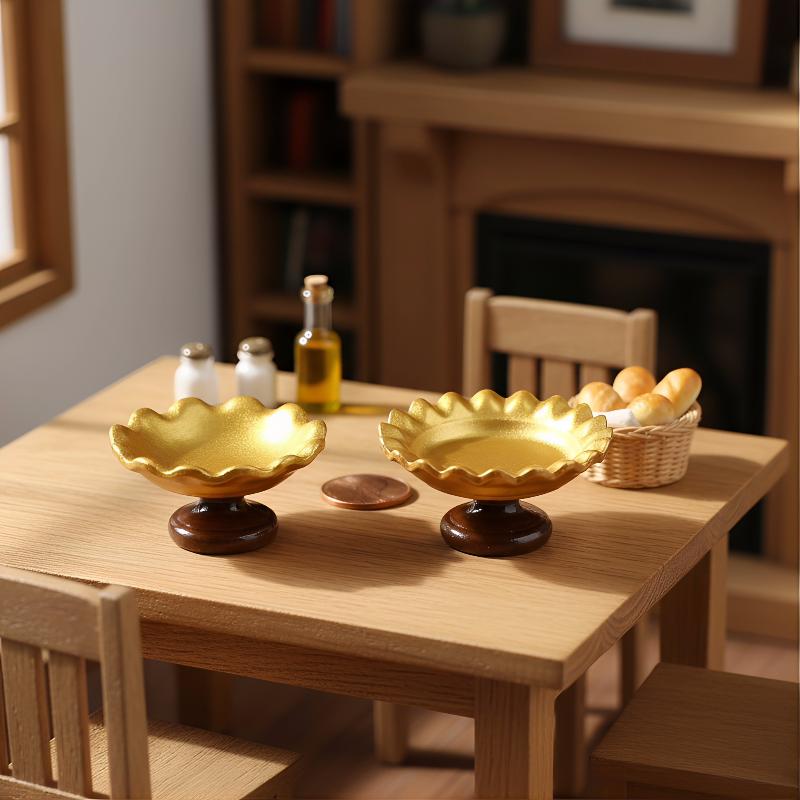 Miniature Fruit Tray Ornament 1/12 Dollhouse Simulation Cake Pastry Tray Dish Model Dollhouse Kitchen Scene Decor Accessories