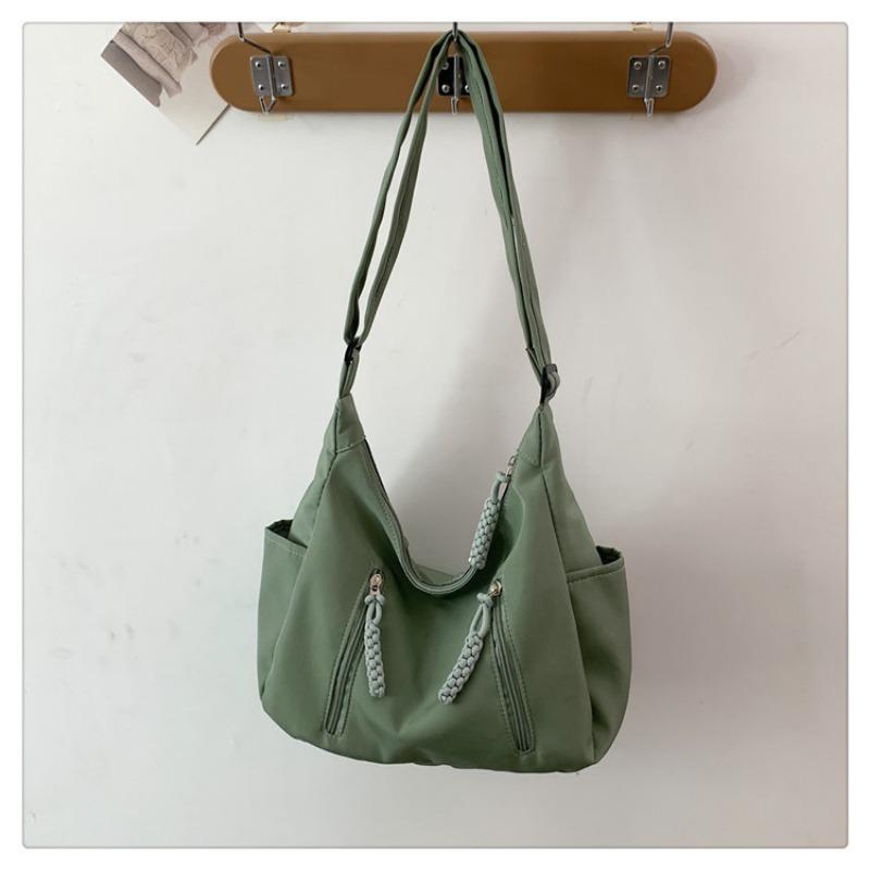 High Aesthetic Fashion Commuter Large Capacity Shoulder Bag Women Casual College Student Class Tote Bag Wide Strap Crossbody Bag