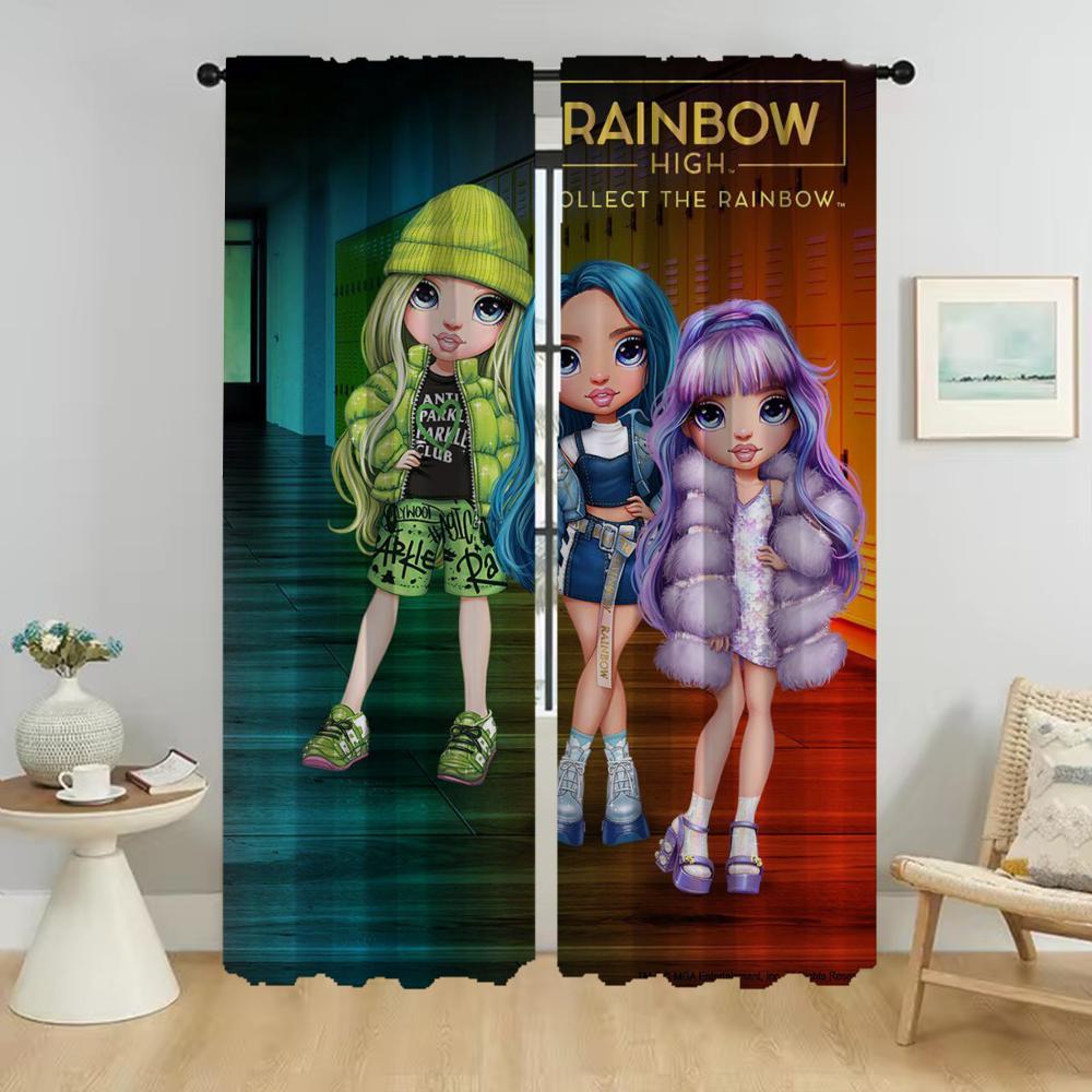 Zasłony przeciw komarom Rainbow High do salonu Dekoracja Halloween Zasłona zaciemniająca do pokoju 2 panele Przegroda Rolety Dom