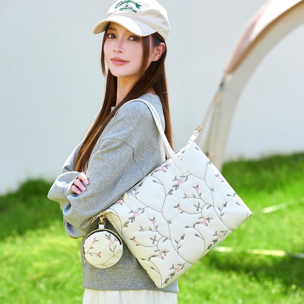 Stylowa Haftowana Kwiatowa Torba Crossbody 2025 - Torebka w Koreańskim Stylu z Pojedynczym Paskiem na Ramię, Mała Okrągła Torebka