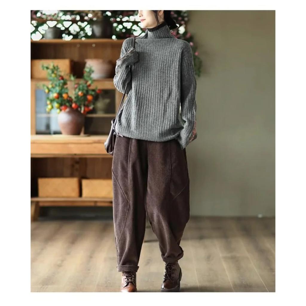New Ladies Large Size 4XL Haren Pants Autumn Winter Female Thicken Pantalons Women High Waist Splicing Together Trousers