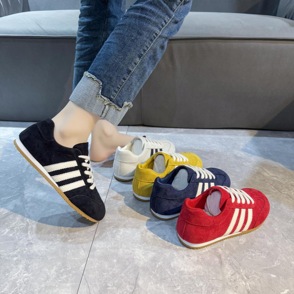 Soft leather retro German training shoes women's spring 2025 new flat-soled Forrest Gump shoes sports shoes soft-soled casual single shoes