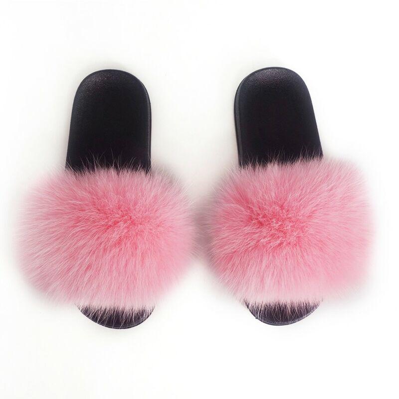 Elegant And Comfortable Women's Girls' Fur Slides With Soft Fuzzy Furry Slippers