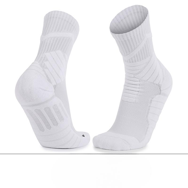 Basketball Professional Towel Sole Socks, Pure Cotton Women's and Men's Solid-color Sports Socks, Shock-absorbing and Anti-slip Mid-calf Socks