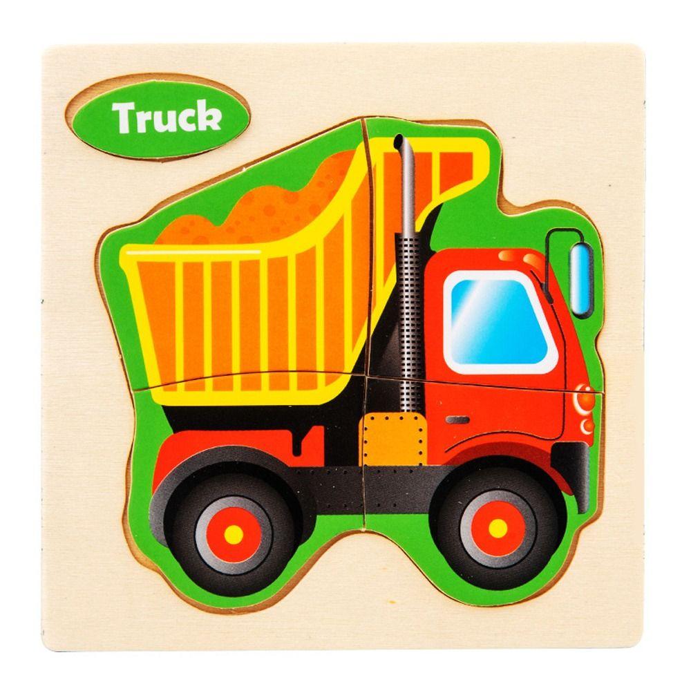 Traffic Jigsaw Toys 3D Animal Jigsaw Wood 3D Wooden Puzzle Cartoon   Preschool Learning Toys